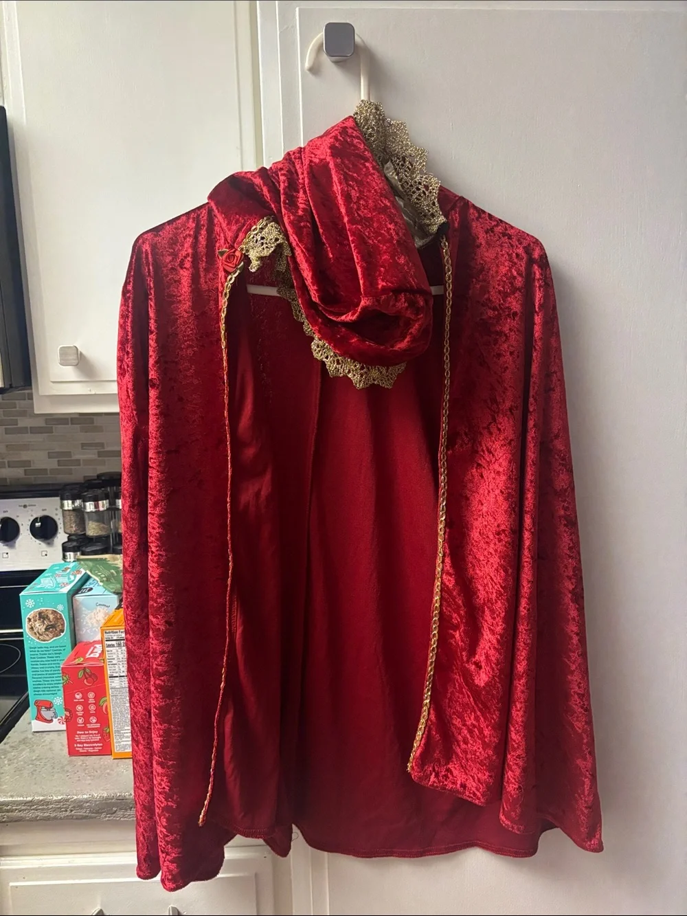 Red Velvet Hooded Cape Coat Beauty & Beast - Kids Elegant Outerwear